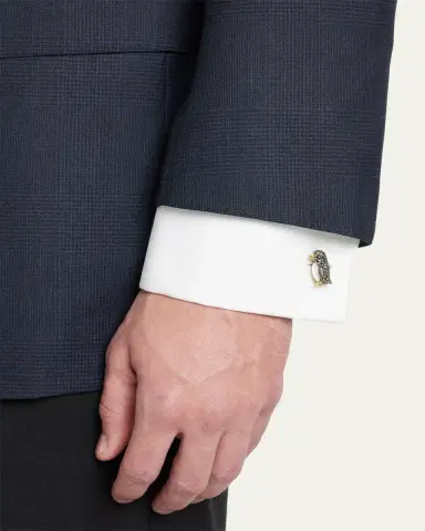 Jan Leslie Marcasite %26 Mother-of-Pearl Penguin Cuff Links | Thumbnail 2