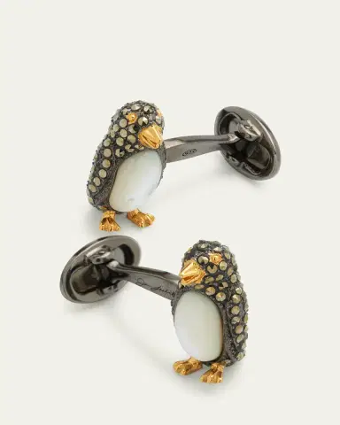 Jan Leslie Marcasite %26 Mother-of-Pearl Penguin Cuff Links | Thumbnail 3