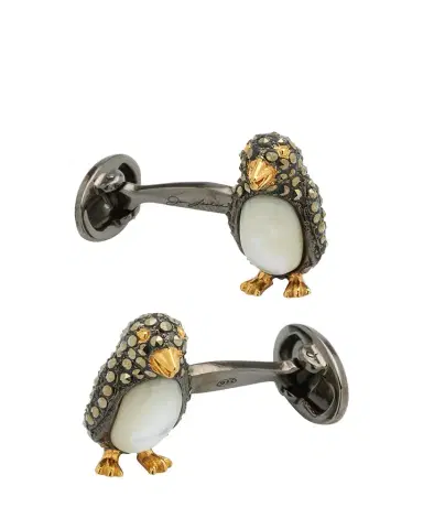 Jan Leslie Marcasite %26 Mother-of-Pearl Penguin Cuff Links | Thumbnail 1