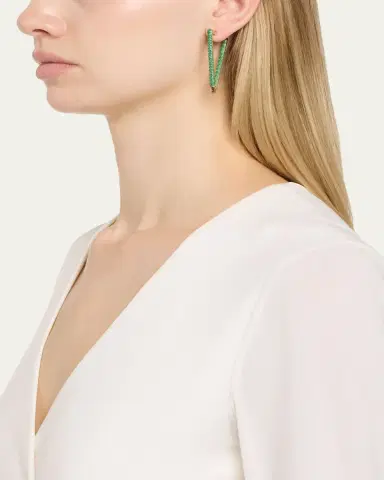 Nickho Rey Bermuda Hoop Earrings with Crystals, Green | Thumbnail 2