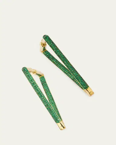 Nickho Rey Bermuda Hoop Earrings with Crystals, Green | Thumbnail 3