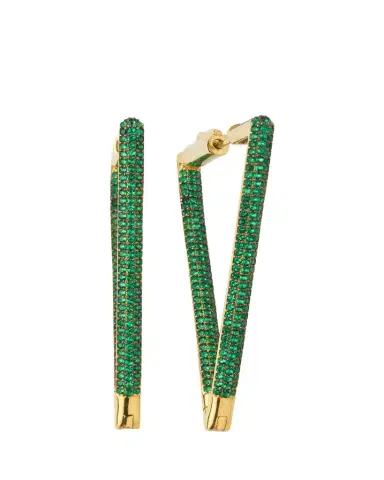 Nickho Rey Bermuda Hoop Earrings with Crystals, Green | Thumbnail 1