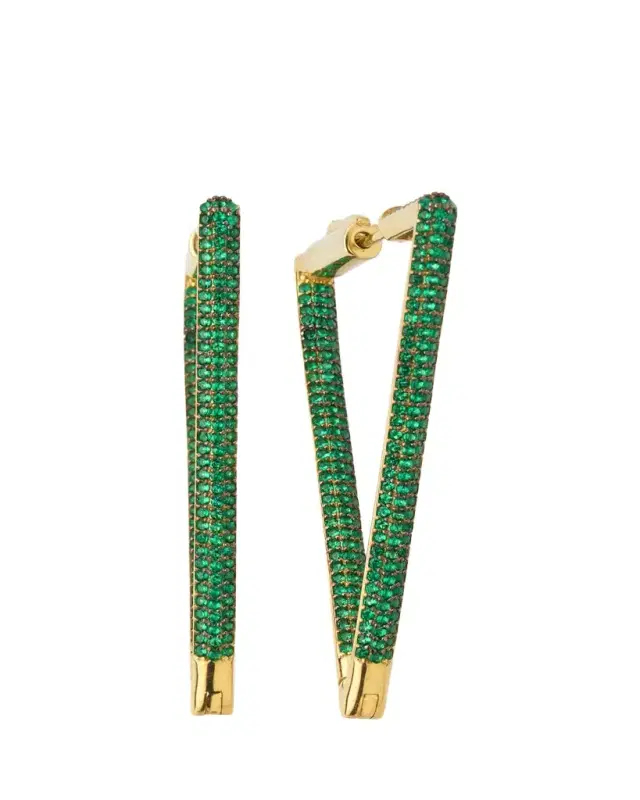 Nickho Rey Bermuda Hoop Earrings with Crystals, Green