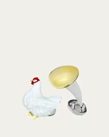Jan Leslie Men's The Chicken & The Egg Sterling Silver Cufflinks | Thumbnail 3