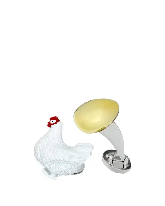 Jan Leslie Men's The Chicken & The Egg Sterling Silver Cufflinks