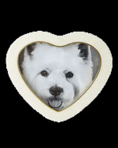 AERIN Cream Faux Shagreen Heart Picture Frame | Thumbnail 2