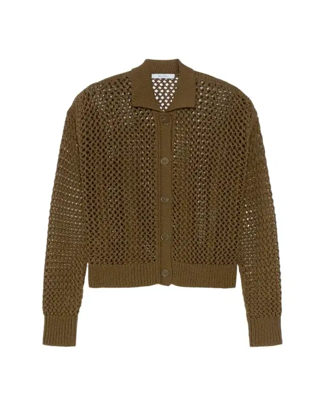 Net Knit Collared Cardigan