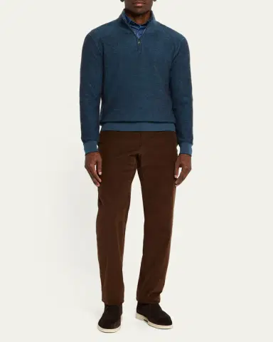 Brioni Men's Cashmere Quarter-Zip Sweater | Thumbnail 2