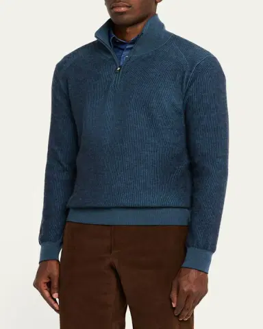 Brioni Men's Cashmere Quarter-Zip Sweater | Thumbnail 4