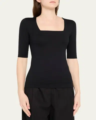 Akris punto Square-Neck Jersey Top | Thumbnail 5