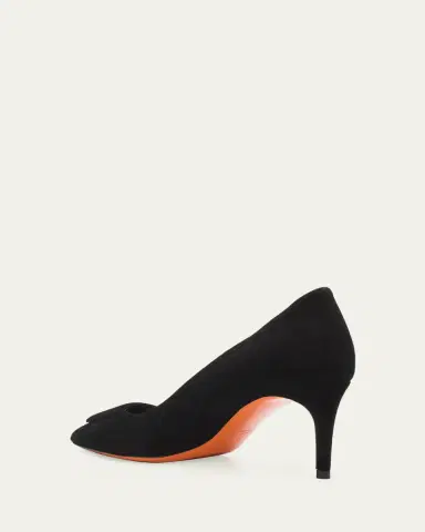 Santoni 65mm Suede Pointed-Toe Pumps | Thumbnail 4