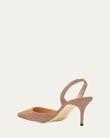 Manolo Blahnik Carolyne Suede Mid-Heel Slingback Pump | Thumbnail 4 Manolo Blahnik Carolyne Suede Mid-Heel Slingback Pump | Thumbnail 4