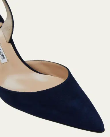 Manolo Blahnik Carolyne Suede Mid-Heel Slingback Pump | Thumbnail 9 Manolo Blahnik Carolyne Suede Mid-Heel Slingback Pump | Thumbnail 9