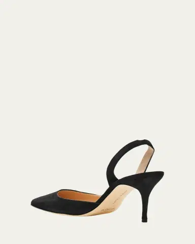 Manolo Blahnik Carolyne Suede Mid-Heel Slingback Pump | Thumbnail 4