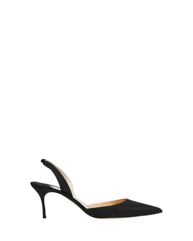 Manolo Blahnik Carolyne Suede Mid-Heel Slingback Pump | Thumbnail 1