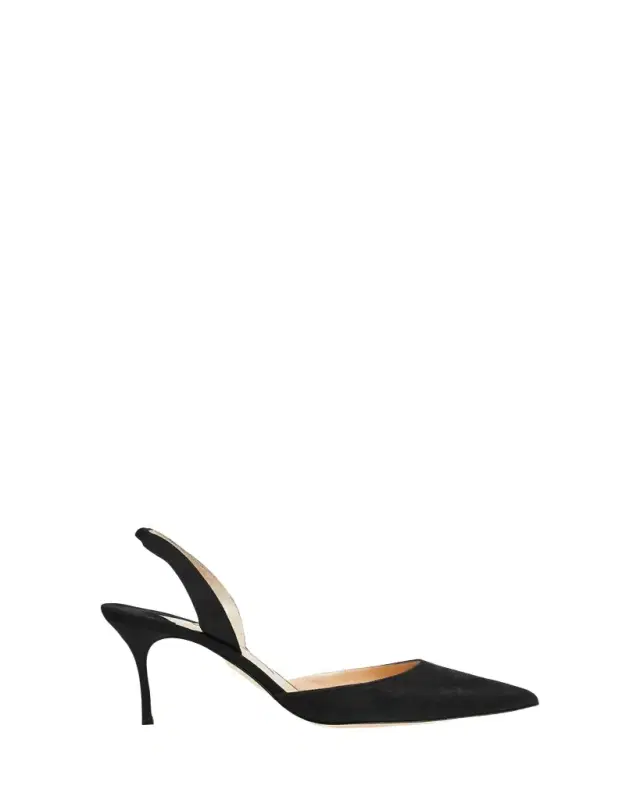 Manolo Blahnik Carolyne Suede Mid-Heel Slingback Pump