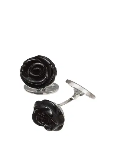 Jan Leslie Onyx Carved Rose Cuff Links | Thumbnail 1