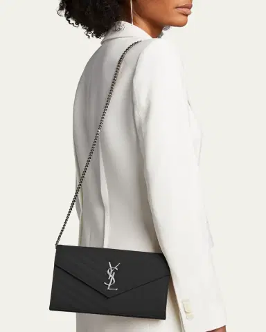 Saint Laurent YSL Monogram Large Wallet on Chain in Grained Leather | Thumbnail 2