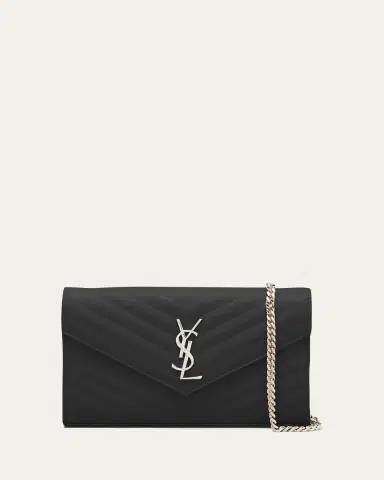 Saint Laurent YSL Monogram Large Wallet on Chain in Grained Leather | Thumbnail 4