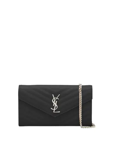 Saint Laurent YSL Monogram Large Wallet on Chain in Grained Leather | Thumbnail 1