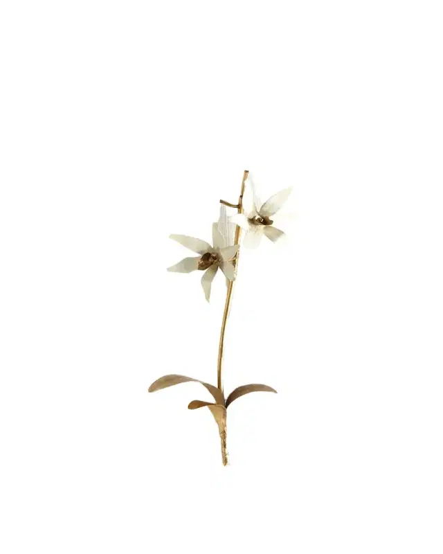 Tommy Mitchell Original Gilded Orchid on White Linen