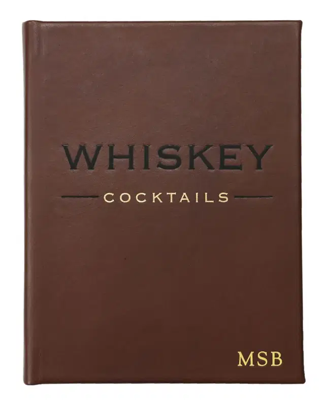 Graphic Image Whiskey Cocktails Leather Bound Book, Personalized