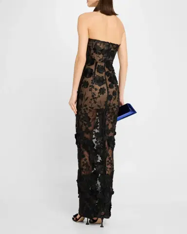 Bronx and Banco Jasmine Strapless Floral Applique Gown | Thumbnail 3 Bronx and Banco Jasmine Strapless Floral Applique Gown | Thumbnail 3