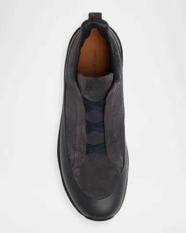 Zegna Men's Triple Stitch Monte Suede and Leather Slip-On Sneakers | Thumbnail 6