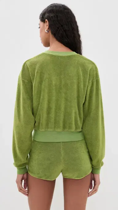 ÉTERNE Cropped V Neck Sweatshirt Fern S | Thumbnail 3