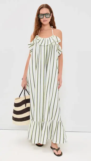 Marrakshi Life The Ruffled Midi Dress Stripe 20 | Thumbnail 5 Marrakshi Life The Ruffled Midi Dress Stripe 20 | Thumbnail 5