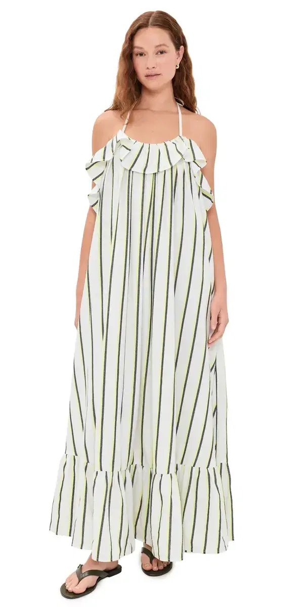 Marrakshi Life The Ruffled Midi Dress Stripe 20