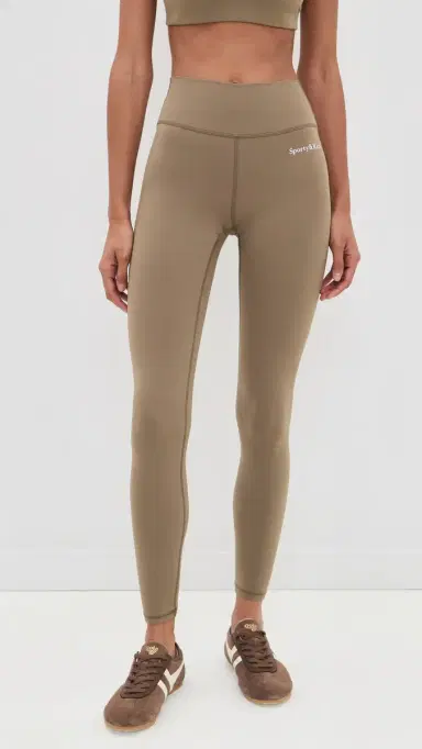 Sporty & Rich Serif Logo High Waisted Full eggings Sand White | Thumbnail 2
