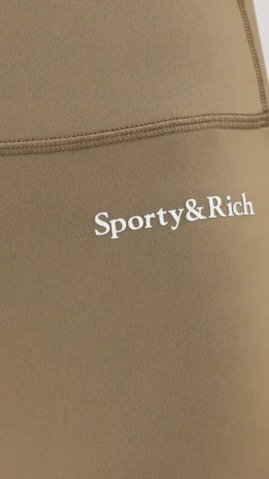 Sporty & Rich Serif Logo High Waisted Full eggings Sand White | Thumbnail 6