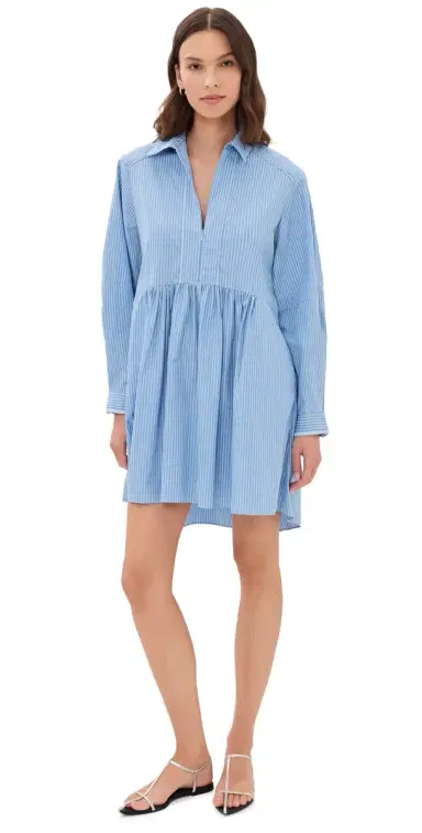 Aknvas Kate Poplin Dress Blue / White | Thumbnail 1
