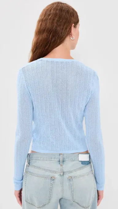 GOOD AMERICAN The Open Knit Cardigan Morning Sky | Thumbnail 3 GOOD AMERICAN The Open Knit Cardigan Morning Sky | Thumbnail 3