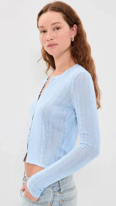 GOOD AMERICAN The Open Knit Cardigan Morning Sky | Thumbnail 4 GOOD AMERICAN The Open Knit Cardigan Morning Sky | Thumbnail 4