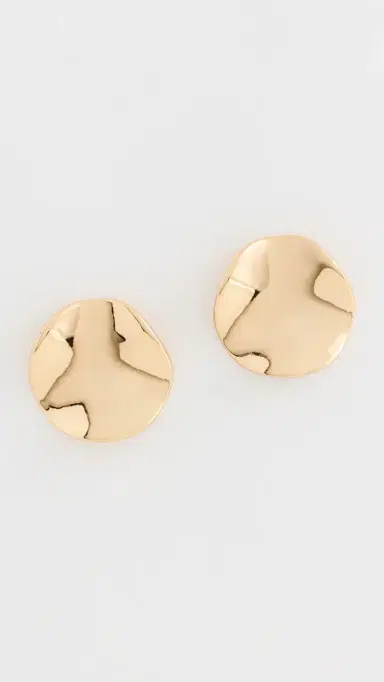 Ettika Molten Disc Stud Earrings Gold One Size | Thumbnail 2