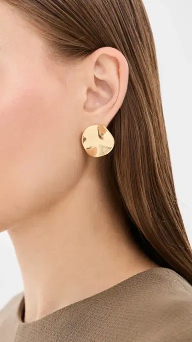 Ettika Molten Disc Stud Earrings Gold One Size | Thumbnail 3