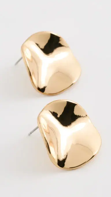 Ettika Molten Disc Stud Earrings Gold One Size | Thumbnail 4