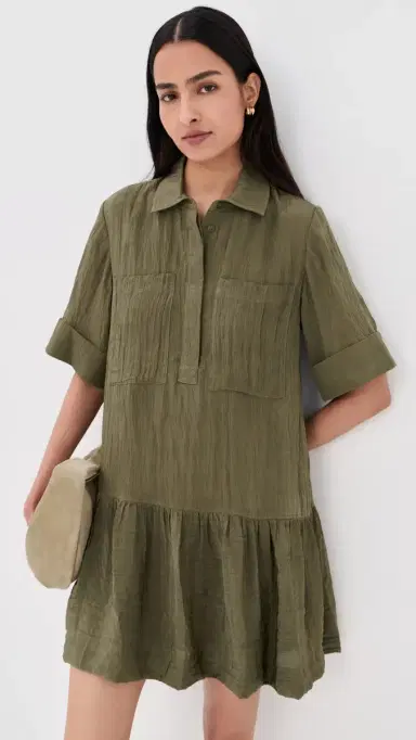 Simkhai Cris Short Sleeve Shirt Dress Sea Turtle S | Thumbnail 2