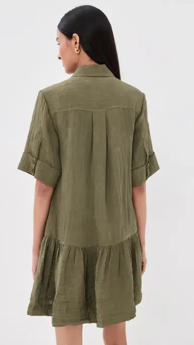 Simkhai Cris Short Sleeve Shirt Dress Sea Turtle S | Thumbnail 3
