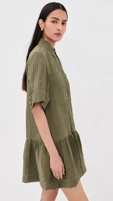 Simkhai Cris Short Sleeve Shirt Dress Sea Turtle S | Thumbnail 4