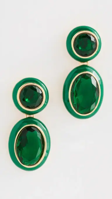 Ettika Duet Drop Earrings Green One Size | Thumbnail 2