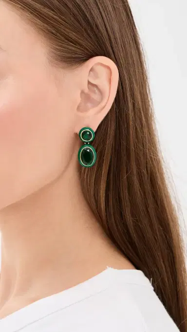 Ettika Duet Drop Earrings Green One Size | Thumbnail 3