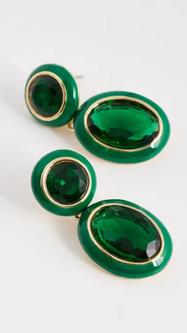 Ettika Duet Drop Earrings Green One Size | Thumbnail 4