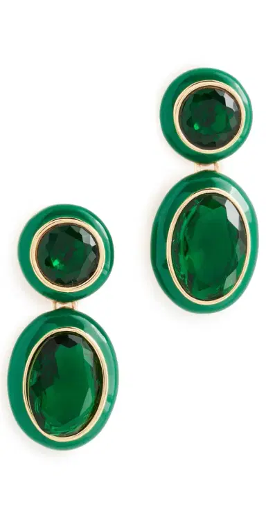 Ettika Duet Drop Earrings Green One Size | Thumbnail 1