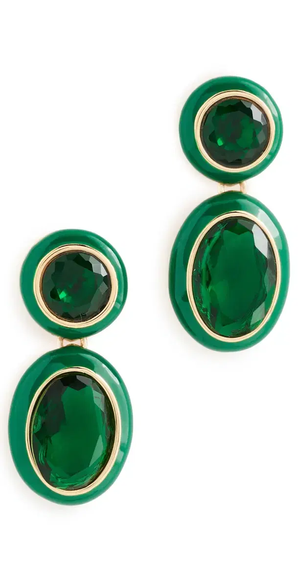 Ettika Duet Drop Earrings Green One Size