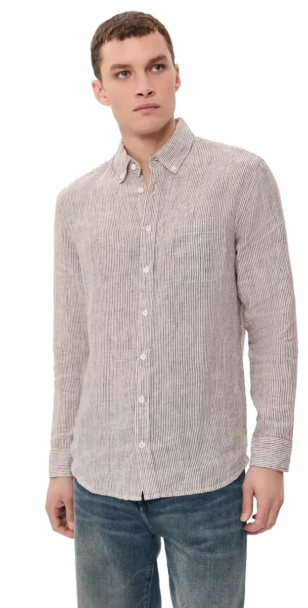 The Jack Linen Shirt Burgundy University Stripe