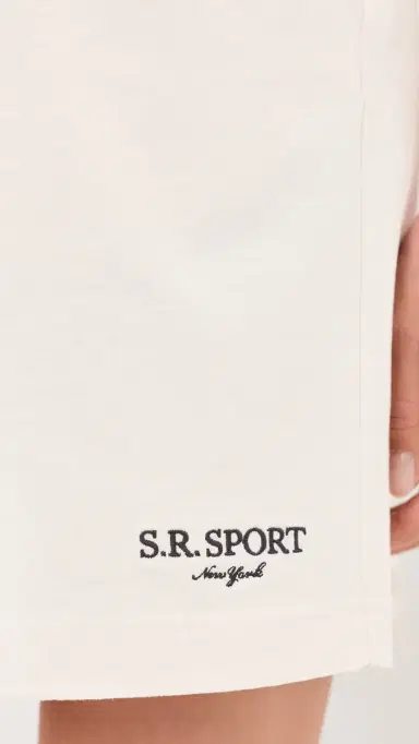 Sporty & Rich R port Embroidered Gym Shorts Ecru Cioco | Thumbnail 6