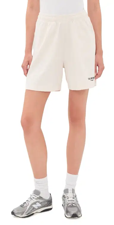 Sporty & Rich R port Embroidered Gym Shorts Ecru Cioco | Thumbnail 1